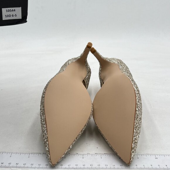 XYD Gold Glitter D'Orsay Mid Heels Comfortable Slip-on Pointed Toe Sexy Pumps - Picture 7 of 8